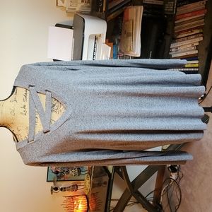 Maurices size 3X heathered charcoal gray sweater with criss cross v-neck